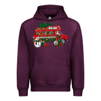 Mauve Wine christmas santa claus with retro van Urban Hoodie - BundleAndBundleShop