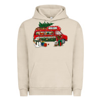 Pigment French Oak christmas santa claus with retro van Urban Hoodie - BundleAndBundleShop