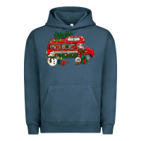 Pigment Midnight Navy christmas santa claus with retro van Urban Hoodie - BundleAndBundleShop