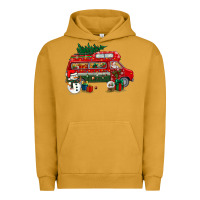 Pigment Peanut Butter christmas santa claus with retro van Urban Hoodie - BundleAndBundleShop