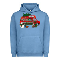 Pigment Pebble Blue christmas santa claus with retro van Urban Hoodie - BundleAndBundleShop