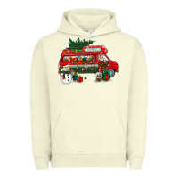 Pigment Pistachio christmas santa claus with retro van Urban Hoodie - BundleAndBundleShop