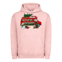 Pigment Salmon christmas santa claus with retro van Urban Hoodie - BundleAndBundleShop