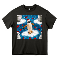Asphalt christmas penguin and heart seamless pattern Heavy Core Tee - BundleAndBundleShop