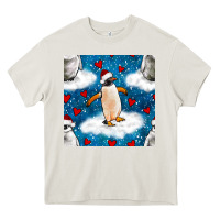 Cream christmas penguin and heart seamless pattern Heavy Core Tee - BundleAndBundleShop