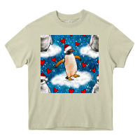Mossy christmas penguin and heart seamless pattern Heavy Core Tee - BundleAndBundleShop