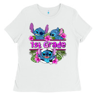 White preview flower stitch 1st grade Ladies Tee - AdoDesignShop