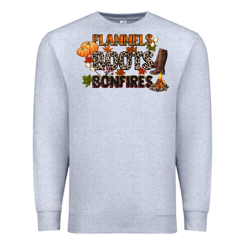 Flannels Boots And Bonfires Premium Sweatshirt by CowGirlArtShop | Teevron