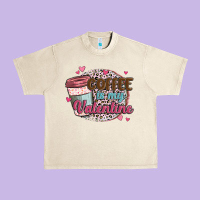 Coffee Is My Valentine Urban Heavy Tee Designed By Maliassmallbusiness
