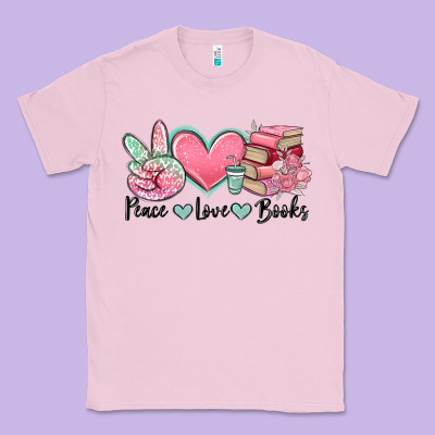 Peace Love Books Classic Tee Designed By Maliassmallbusiness
