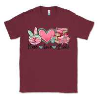 Burgundy peace love books Classic Tee - MaliasSmallBusiness