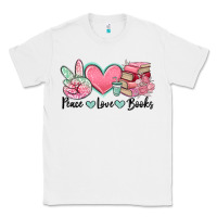 White peace love books Classic Tee - MaliasSmallBusiness