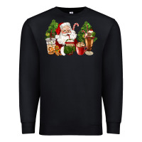 Black santa coffee cups christmas Premium Sweatshirt - CowGirlArtShop