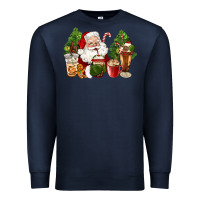 Navy santa coffee cups christmas Premium Sweatshirt - CowGirlArtShop
