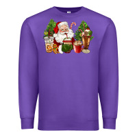Purple santa coffee cups christmas Premium Sweatshirt - CowGirlArtShop
