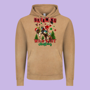 Dreaming Of A Wild West Christmas Cowboy Santa Vintage Hoodie Designed By Maliassmallbusiness