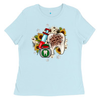 Baby Blue Christmas dental sunflower Ladies Tee - JahusDesignShop
