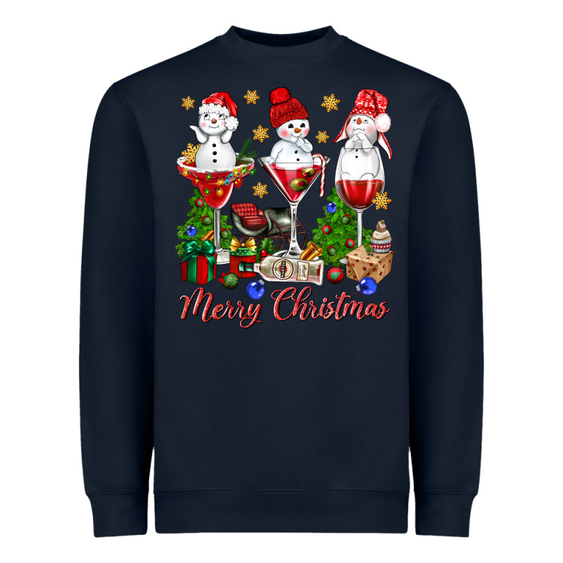 Merry Christmas Wine And Cocktails Heavyweight Sweatshirt by NancyCooperArtShop | Teevron