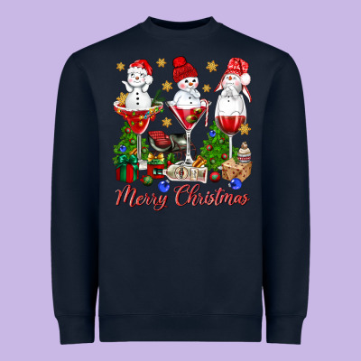 Merry Christmas Wine And Cocktails Heavyweight Sweatshirt Designed By Nancycooperartshop