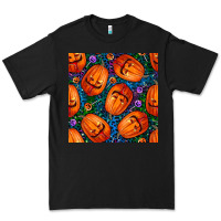 Black halloween pumpkin and candy seamless pattern Premium Tee - BundleAndBundleShop