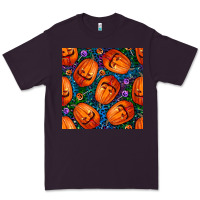 Plum halloween pumpkin and candy seamless pattern Premium Tee - BundleAndBundleShop