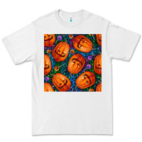White halloween pumpkin and candy seamless pattern Premium Tee - BundleAndBundleShop