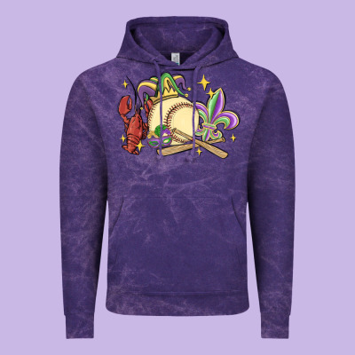 Mardi Gras Baseball Vintage Hoodie Designed By Maliassmallbusiness