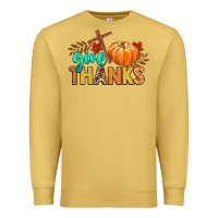 Antique Gold give thanks Premium Sweatshirt - CowGirlArtShop