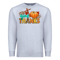 Heather Grey give thanks Premium Sweatshirt - CowGirlArtShop