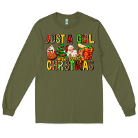 Army Green just a girl who loves christmas Long Sleeve Tee - MaliasSmallBusiness