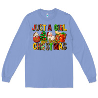 Colony Blue just a girl who loves christmas Long Sleeve Tee - MaliasSmallBusiness