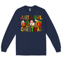 Navy just a girl who loves christmas Long Sleeve Tee - MaliasSmallBusiness