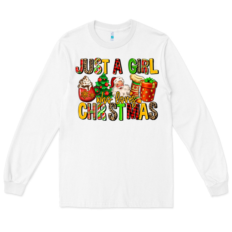 Just A Girl Who Loves Christmas Long Sleeve Tee by MaliasSmallBusiness | Teevron