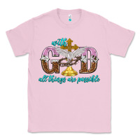 Bubblegum Pink with god all things are possible Classic Tee - NancyCooperArtShop