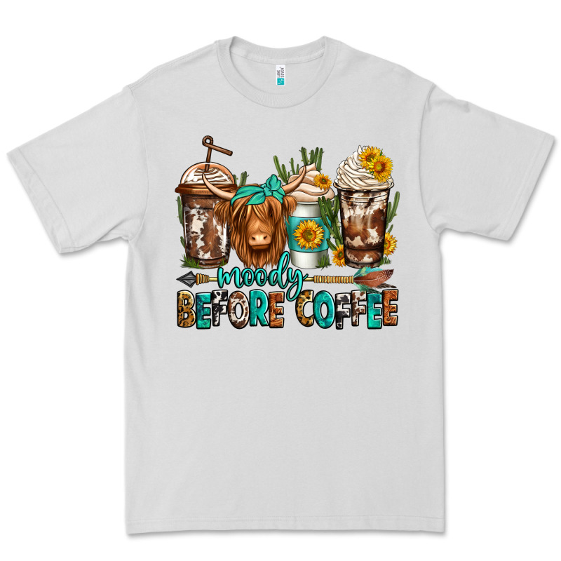 Moody Before Coffee Longhaired Cow Coffee Premium Tee by Jasminsmagicworld | Teevron