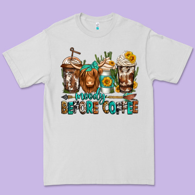 Moody Before Coffee Longhaired Cow Coffee Premium Tee Designed By Jasminsmagicworld