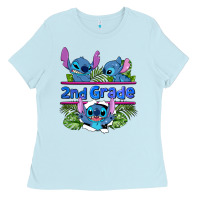 Baby Blue preview flower stitch 2nd grade Ladies Tee - AdoDesignShop