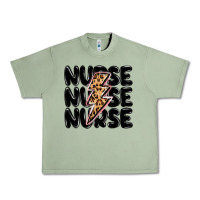 Oil Green nurse lightning bolt Urban Heavy Tee - MaliasSmallBusiness