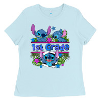 Baby Blue preview flower stitch 1st grade Ladies Tee - AdoDesignShop