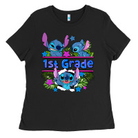 Black preview flower stitch 1st grade Ladies Tee - AdoDesignShop