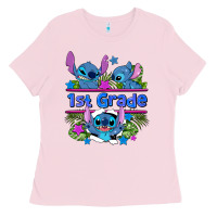 Bubblegum Pink preview flower stitch 1st grade Ladies Tee - AdoDesignShop