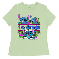 Matcha preview flower stitch 1st grade Ladies Tee - AdoDesignShop
