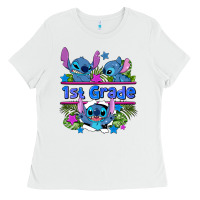 White preview flower stitch 1st grade Ladies Tee - AdoDesignShop