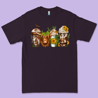 Longhaired Cow Coffee Premium Tee Designed By Jasminsmagicworld