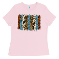 Bubblegum Pink tool leather leopard cowhide backround Ladies Tee - RanaPortraitStore