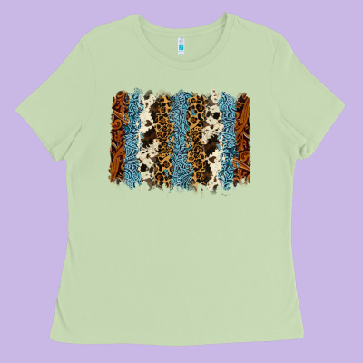 Tool Leather Leopard Cowhide Backround Ladies Tee Designed By Ranaportraitstore