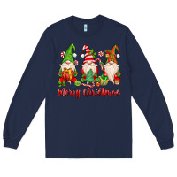 Navy merry christmas gnomes Long Sleeve Tee - MaliasSmallBusiness