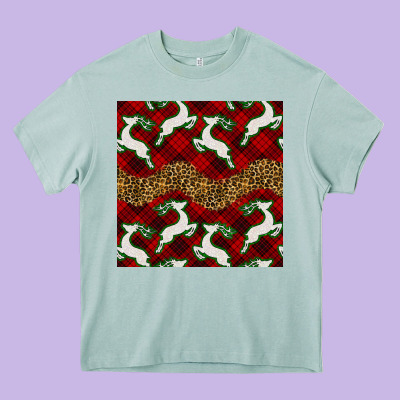 Christmas Deer And Plaid Seamless Pattern Heavy Core Tee Designed By Bundleandbundleshop