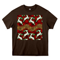 Chocolate Brown christmas deer and plaid seamless pattern Heavy Core Tee - BundleAndBundleShop
