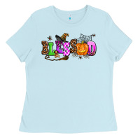 Baby Blue halloween blessed Ladies Tee - AdoDesignShop